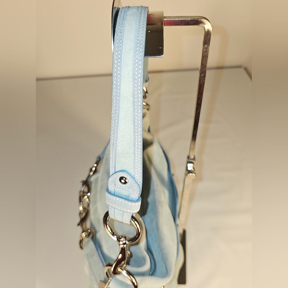 Extremely Rare Vintage Coach legant Light Blue Suede Shoulder Bag - Picture 5 of 13
